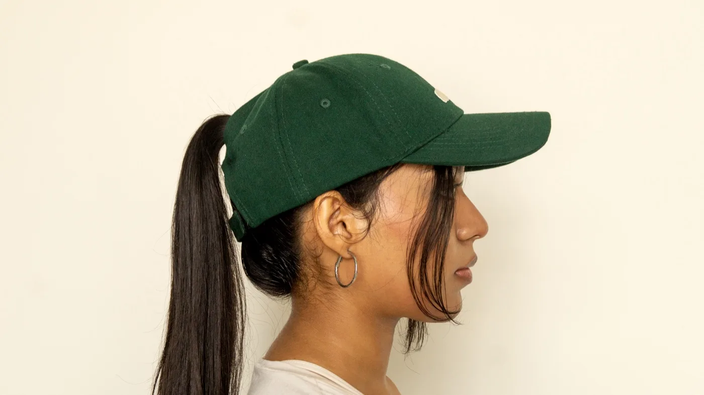 Grove High Ponytail Cap worn, side view