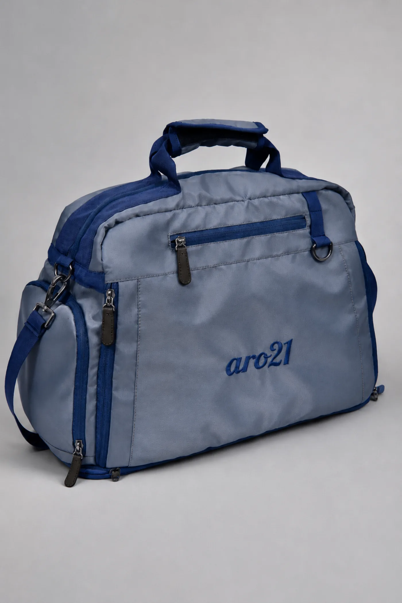 Slate Duffel, full view with the yoga mat